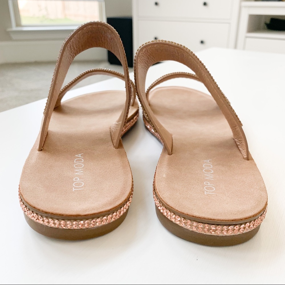 Top Moda Rosegold Rhinestone Sandals Tyson-9 - Picture 5 of 8